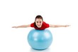 Beschreibung: Girl exercising on white background